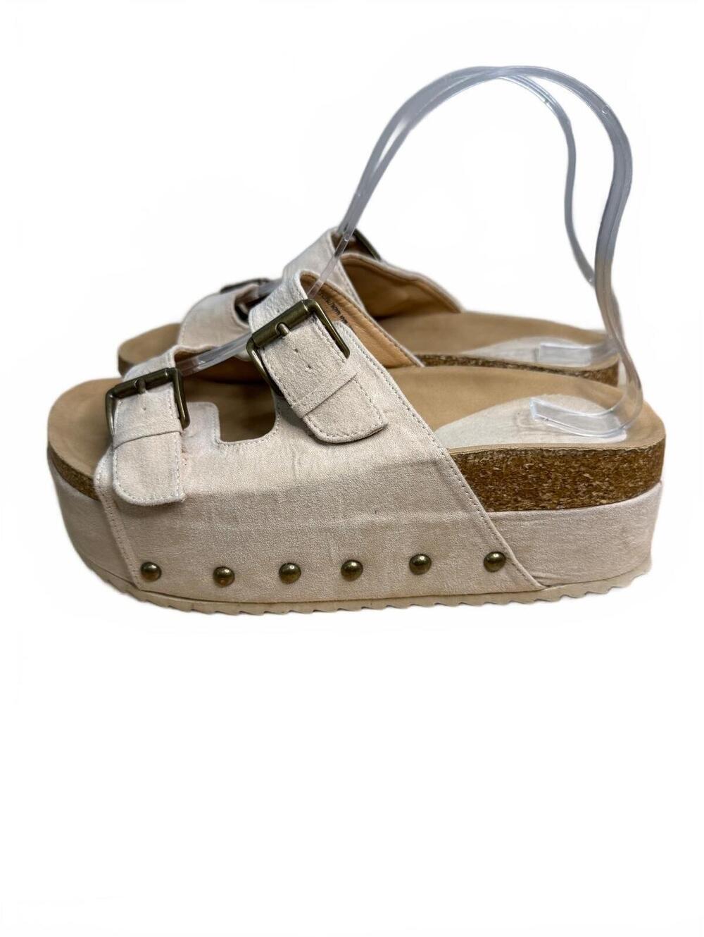 JustFab Abbie Platform Slide Sandals Women’s Size 7.5 Chunky Heels